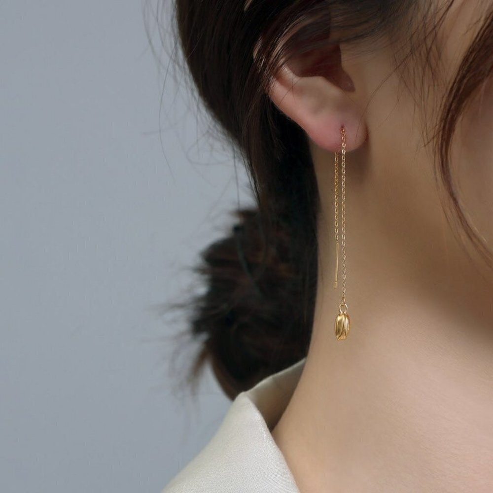 lotus chain earrings